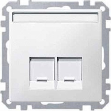 Розетка RJ45 двойная System Design (полярно-белый) Розетка RJ45 двойная System Design (полярно-белый)