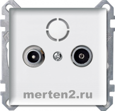 Телевизионная розетка двойная оконеченная Merten System Design (полярно-белый)