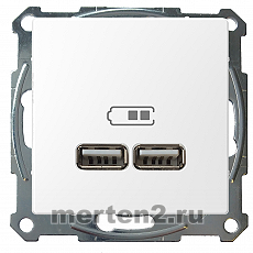 Зарядное устройство USB с двумя выходами (Белый лотос)