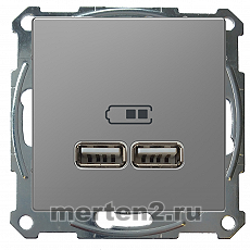 USB (зарядка 5В), D-Life, цвет - нержавеющая сталь, двойная