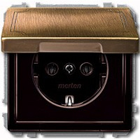 Розетка с крышкой Merten System Design (античная латунь) Розетка с крышкой Merten System Design (античная латунь)