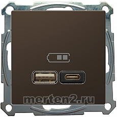 Зарядное устройство USB с двумя выходами A+C (Мокко)