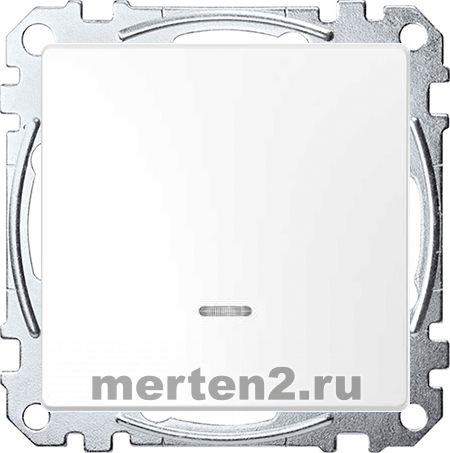 Одноклавишный выключатель Merten D-Life с подсветкой (Белый лотос)